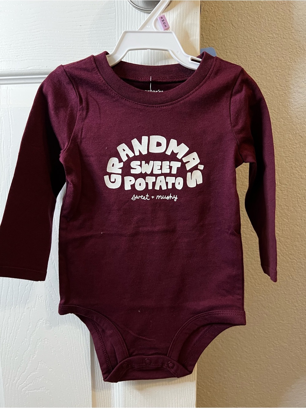 Carter's Maroon Long-Sleeve Baby One-Piece "Grandma's Sweet Potato"